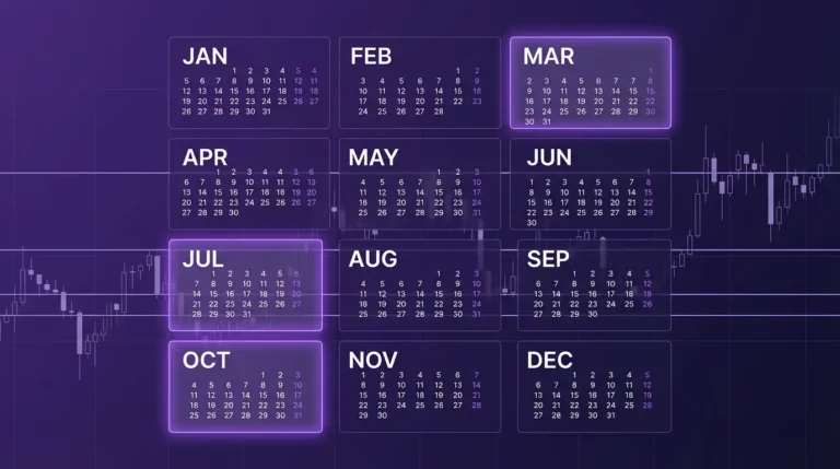 Calendar-style index showing XRP monthly price prediction links and key technical levels