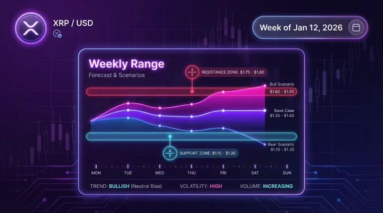 XRP weekly forecast for Jan 12, 2026 showing range scenarios with support and resistance levels