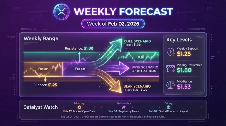 XRP weekly forecast for Feb 02 2026 showing support resistance levels and catalysts