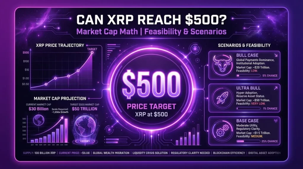 Can XRP reach 500 dollars with market cap math feasibility scenarios and required conditions