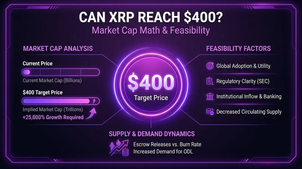 Can XRP reach 400 dollars with market cap math feasibility scenarios and required conditions